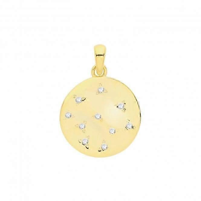 Acotis Silver Pendant Gold Plated Zirconia Set Disc G61065GP