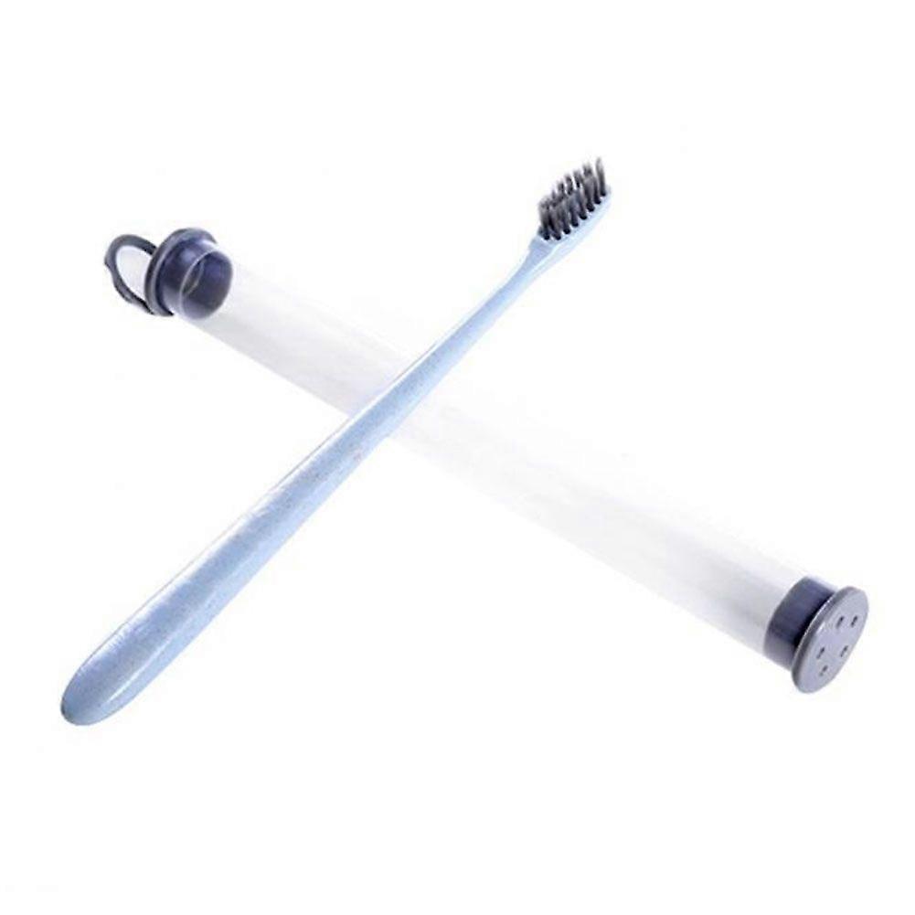 Kids Eco-friendly Wheat Straw Toothbrush Children Tooth Cleaning Tool with Storage Box(Blue)