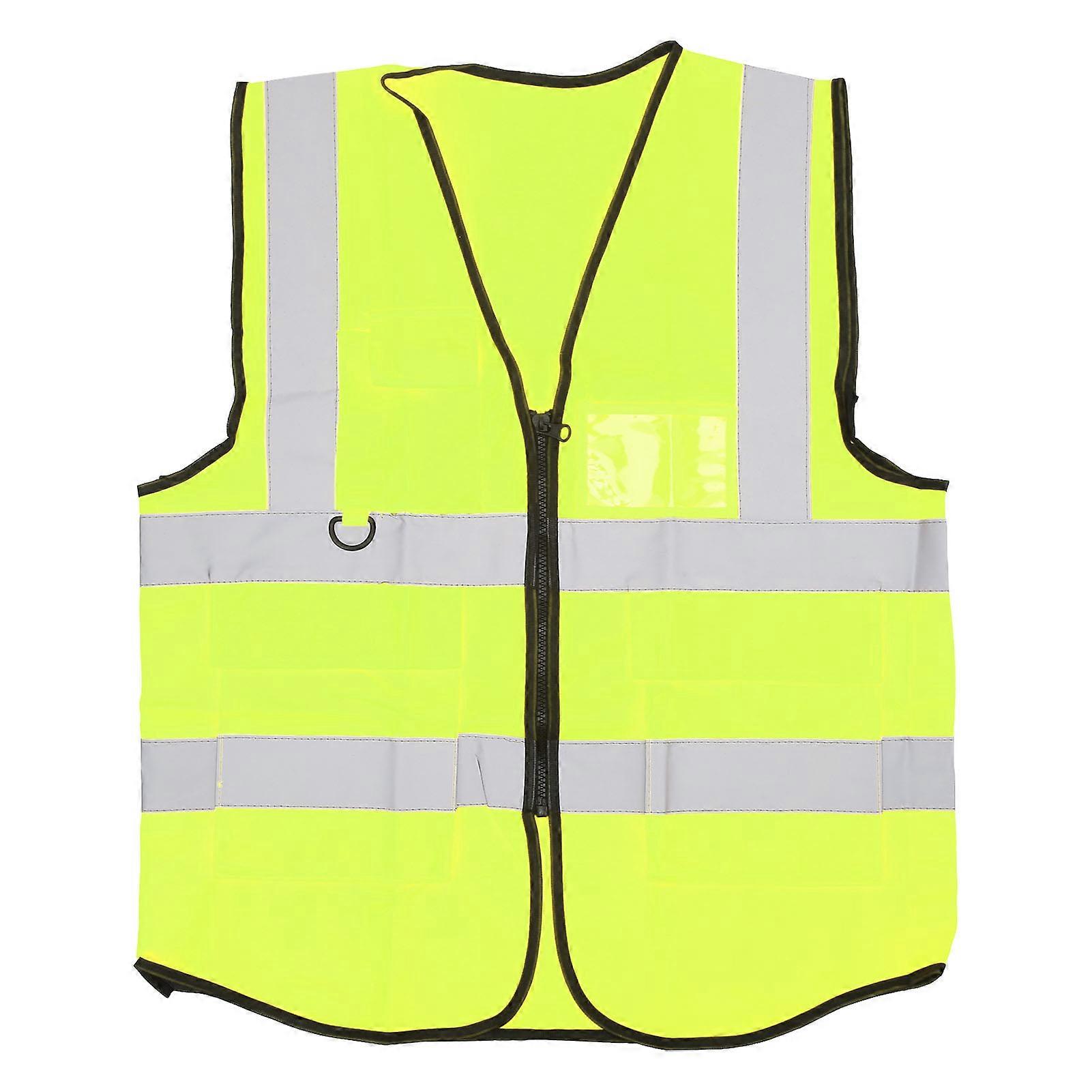 Safety Reflective Multiple Pockets Waterproof High Visibility Zipper Front Safety Vest for Guardian