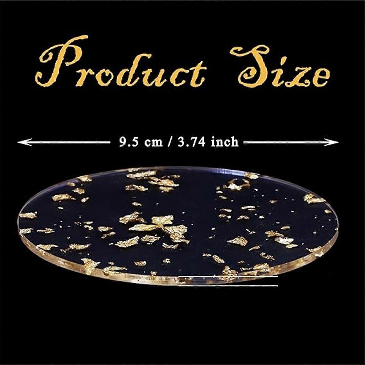 Gold Foil Acrylic Coasters 6 Pcs for Drinks Nordic Style,9.5cm