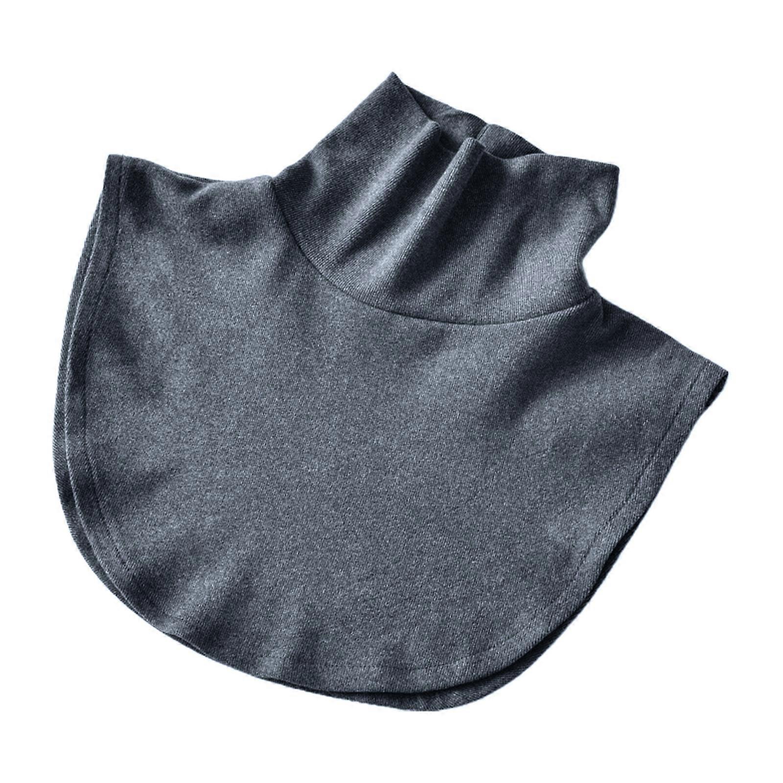 Women Winter Warm Turtleneck Dickey False Collar Solid Color Pullover Half Top  Gray