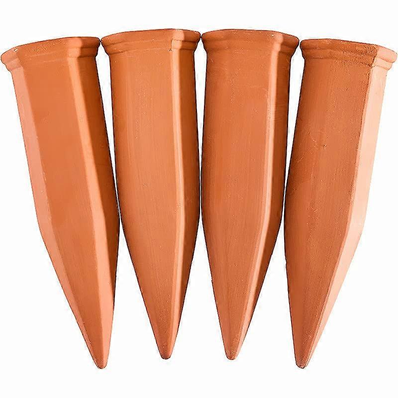 4 Pack Terracotta Self-Watering Spikes for Indoor Outdoor Plants, Automatic Watering, Durable and Reusable Design