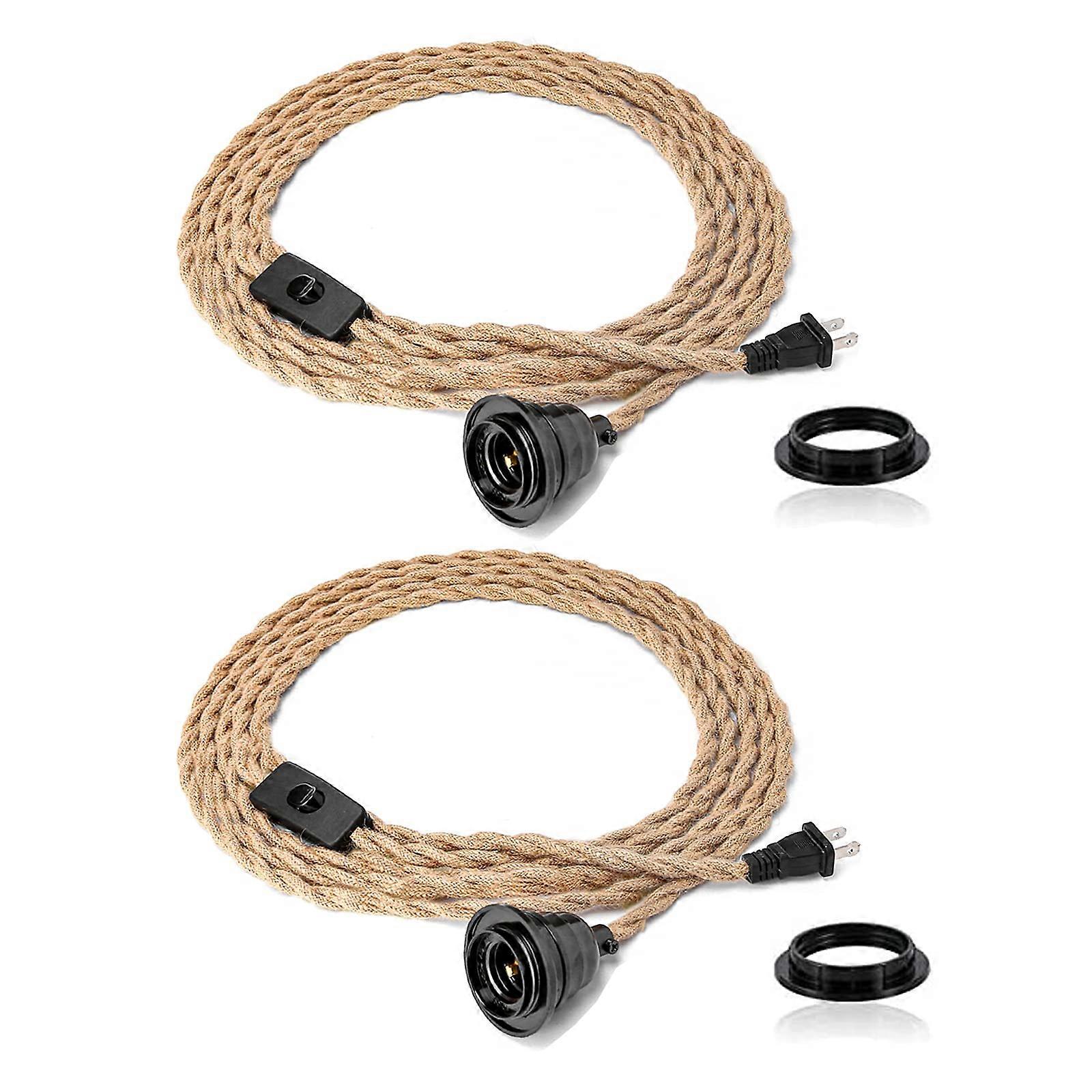 2 Pack Rustic Style Pendant Light Kitchen for Island, Bedroom, 15 ft