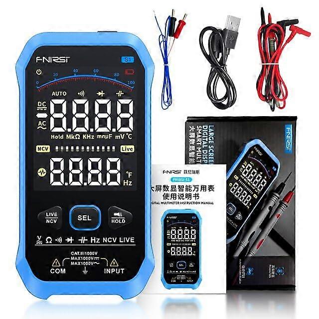 Multimeter FNIRSI S1 Smart Digital Multimeter 9999counts AC DC Voltage Resistance Capacitance Diode NCV Hz Live Wire Color Display Tester
