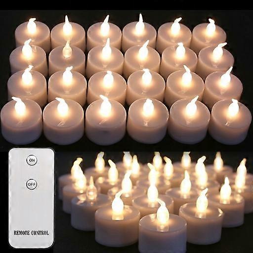 24 Pcs. Flickering Led Tealights Powered By Remote Control