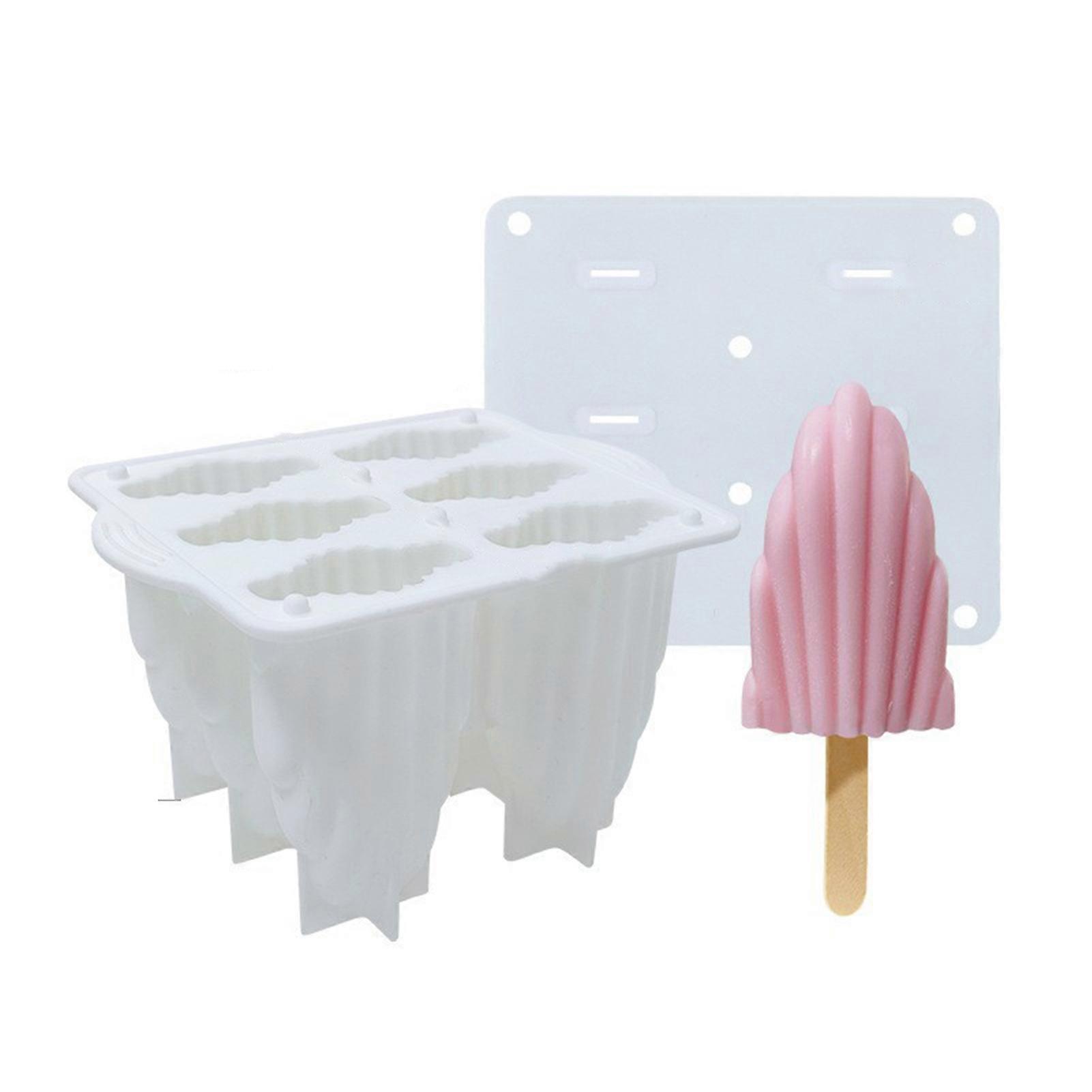 Spiral Ice Popsicle Bar Silicone Mould Flexible Easy Release Ice Mould with Lid for Summer 6-grid