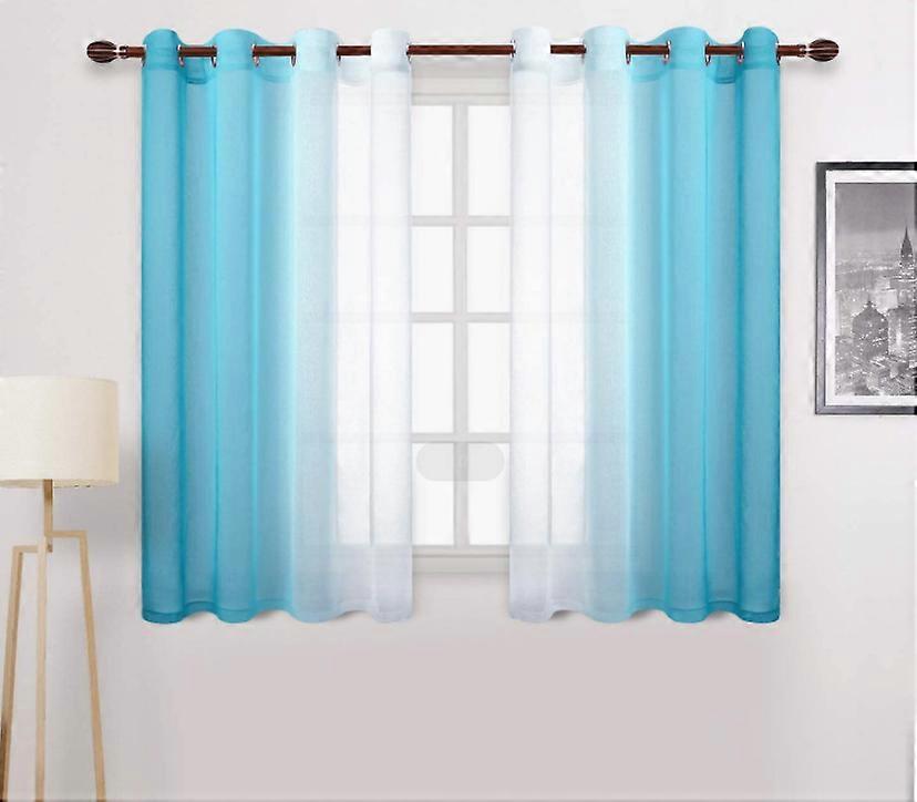 Curtains Curtain with gradient sheer pattern transparent decor (blue, 132*214cm, with perforations)