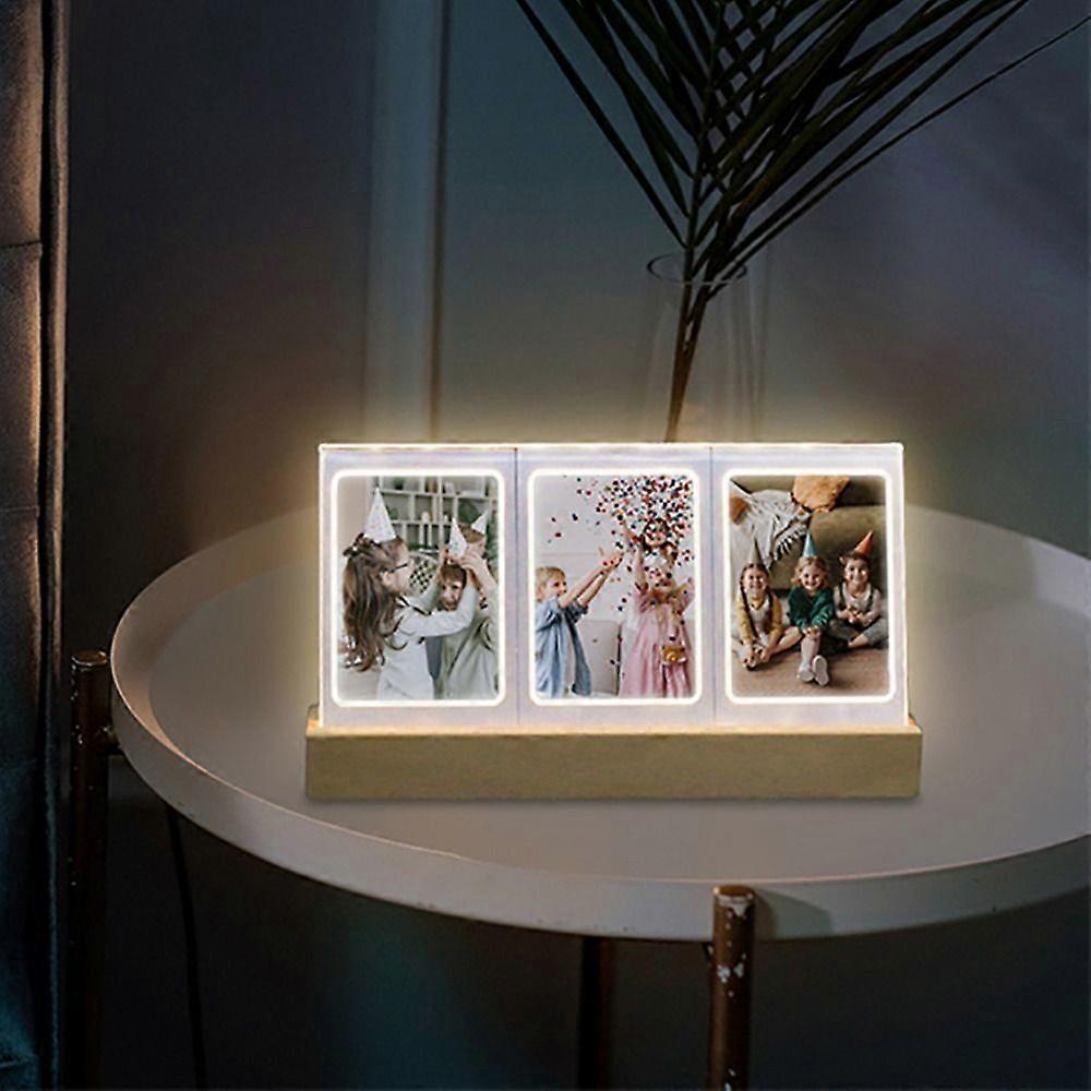 3 in 1 Photo Frame for Fujifilm/Polaroid Instant Camera 3 Inch Stand with Acrylic LED Light Desktop Decoration