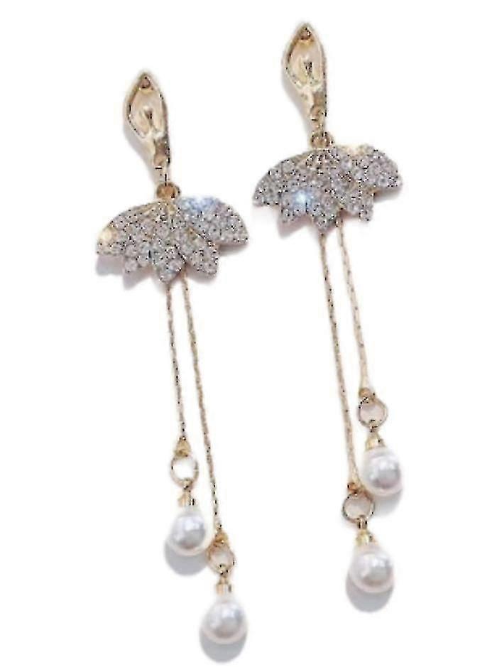 (small Wings Pearl Pendant Stud Earrings