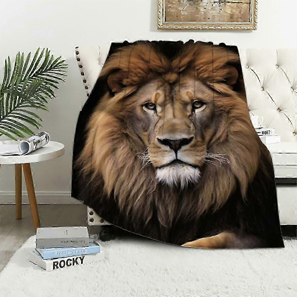 Lion Blankets for Adults Soft Flannel Throw Blanket All Season Warm Cozy Couch Bed TV Blanket-MPOI215  x