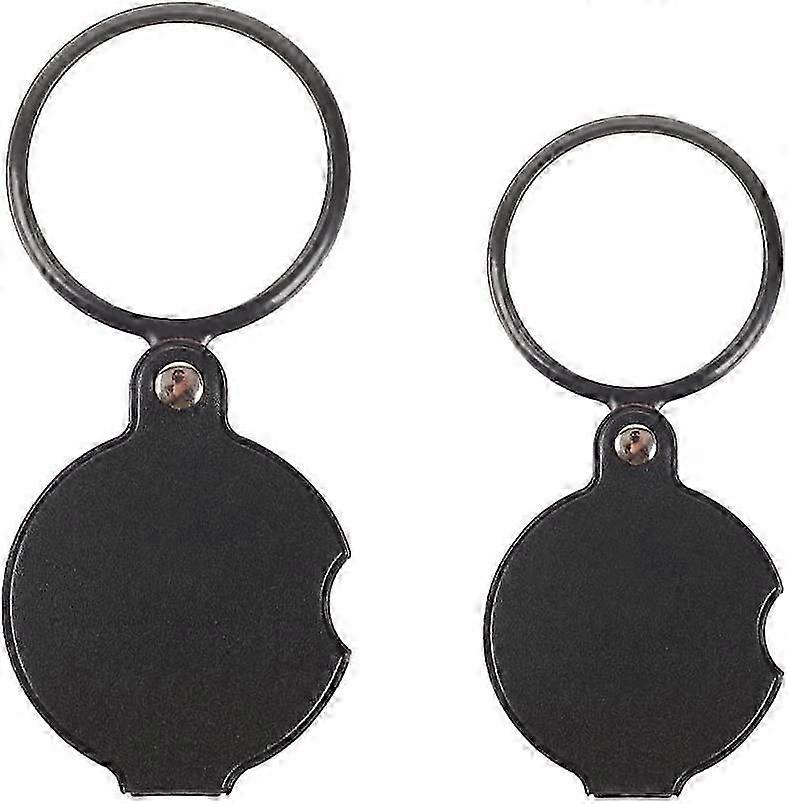 2 Sets Mini Reading Magnifier 5x Pocket Jewel Magnifier with Leather Case 50mm/60mm