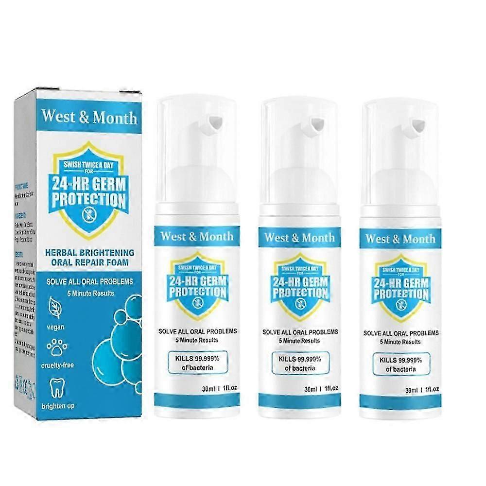 1-3PCS Jorondy Teeth Mouthwash,30ml Φυτικός Αφρός Στοματικής Επιδιόρθωσης Λάμψης Βαθύς Καθαρισμός