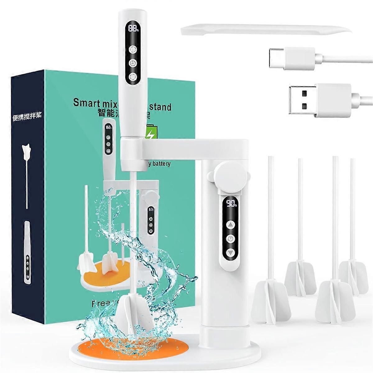 Electric Resin Mixer with Bracket, Rechargeable Epoxy Resin Mixer with Hands-Free Resin Mixer Bracke