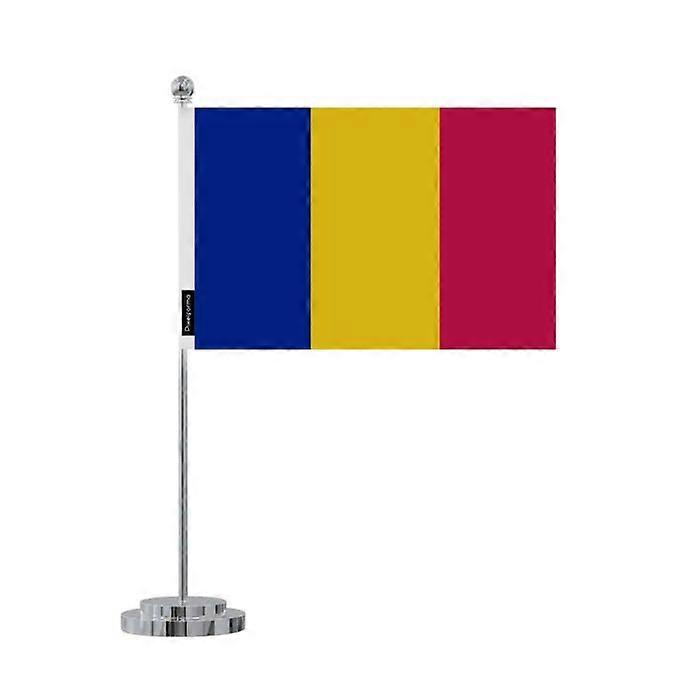 Chad Desk Flag – 14 x 21 cm – Polyester – Stainless Steel Base