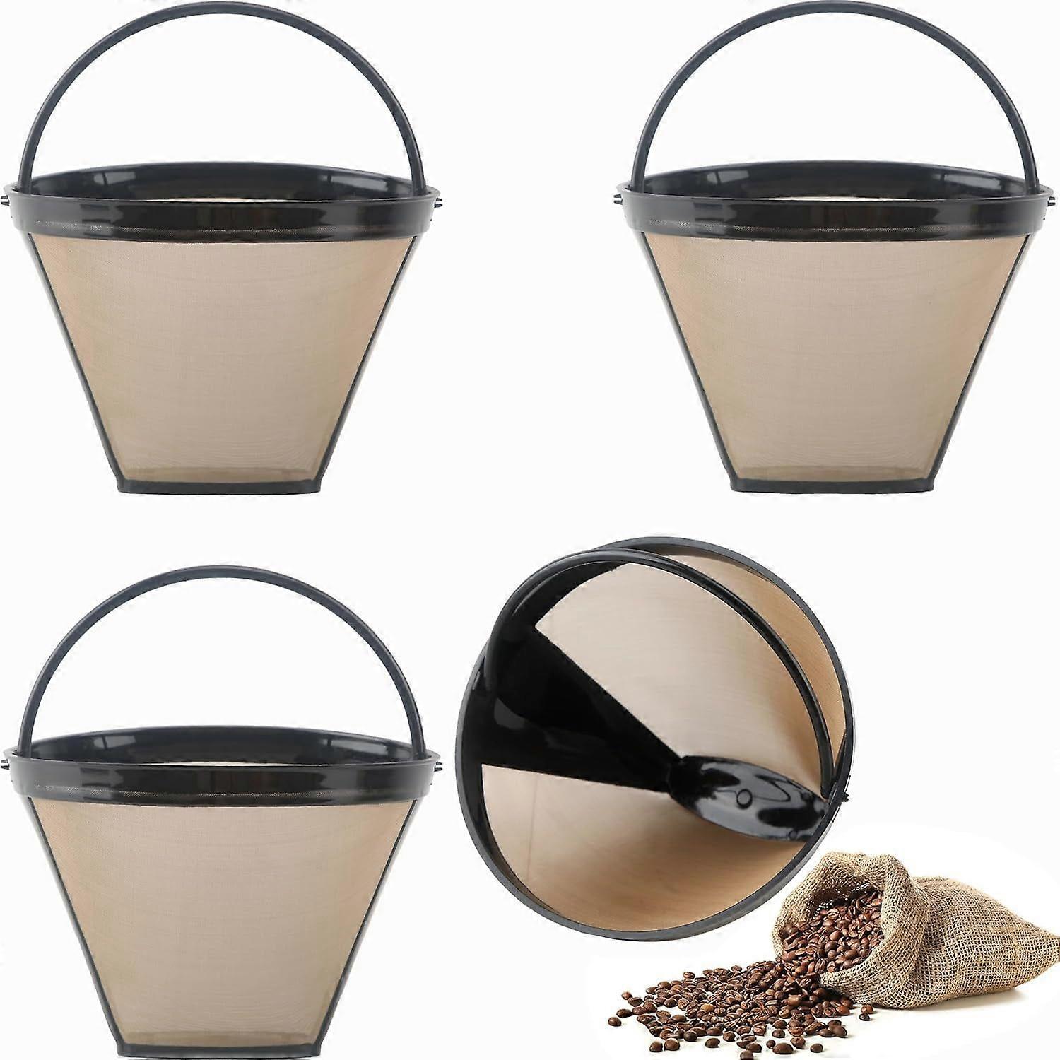 2025 Latest Model 4 Pcs Reusable Coffee Filters No.4 Cone Coffee Filters Replacement Fine Mesh
