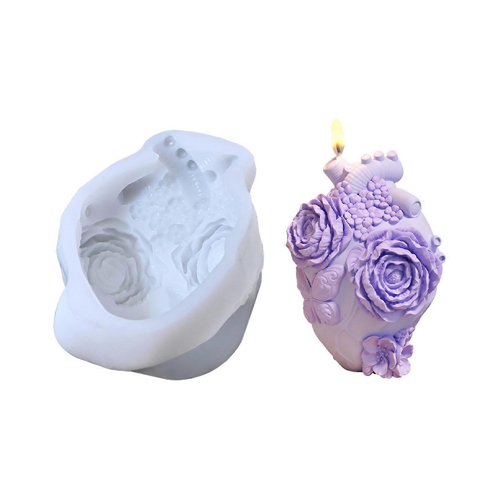 Practical Heart Shape Flower Candle Silicone Craft Mold For DIY Art Projects And Home Decors Accessories Creation