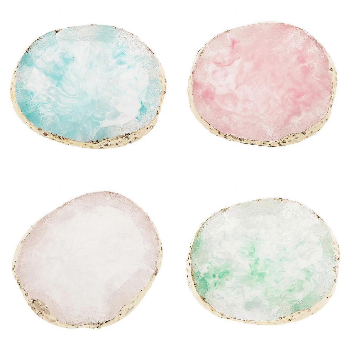 4x Resin agate drink coaster cup mat mixed