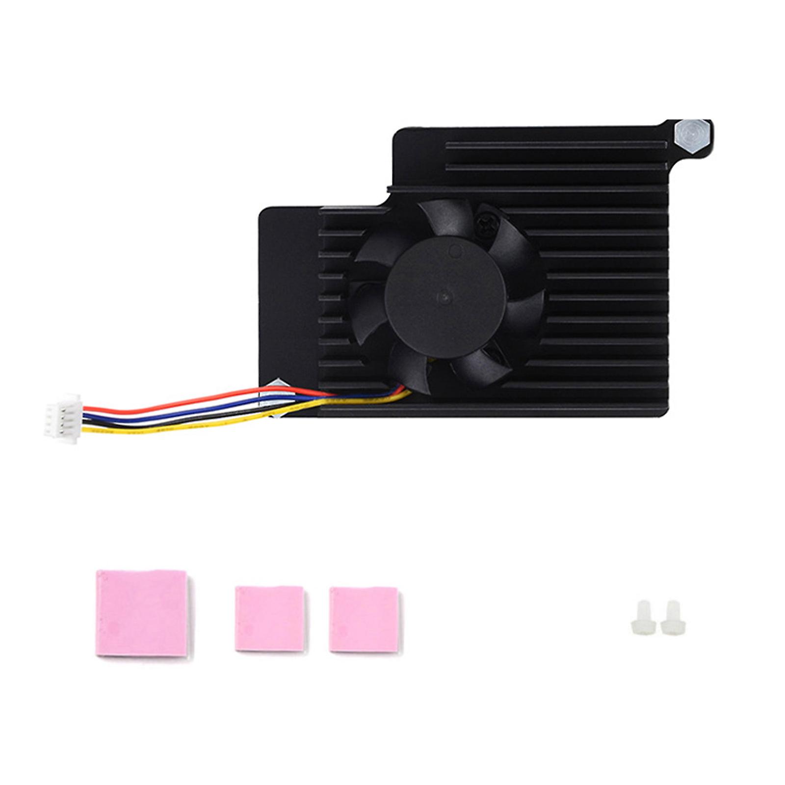 Active Cooling Fan and Aluminum Heatsink Combo with Self-adhesive Thermal Pads for RPI 5 Cooling
