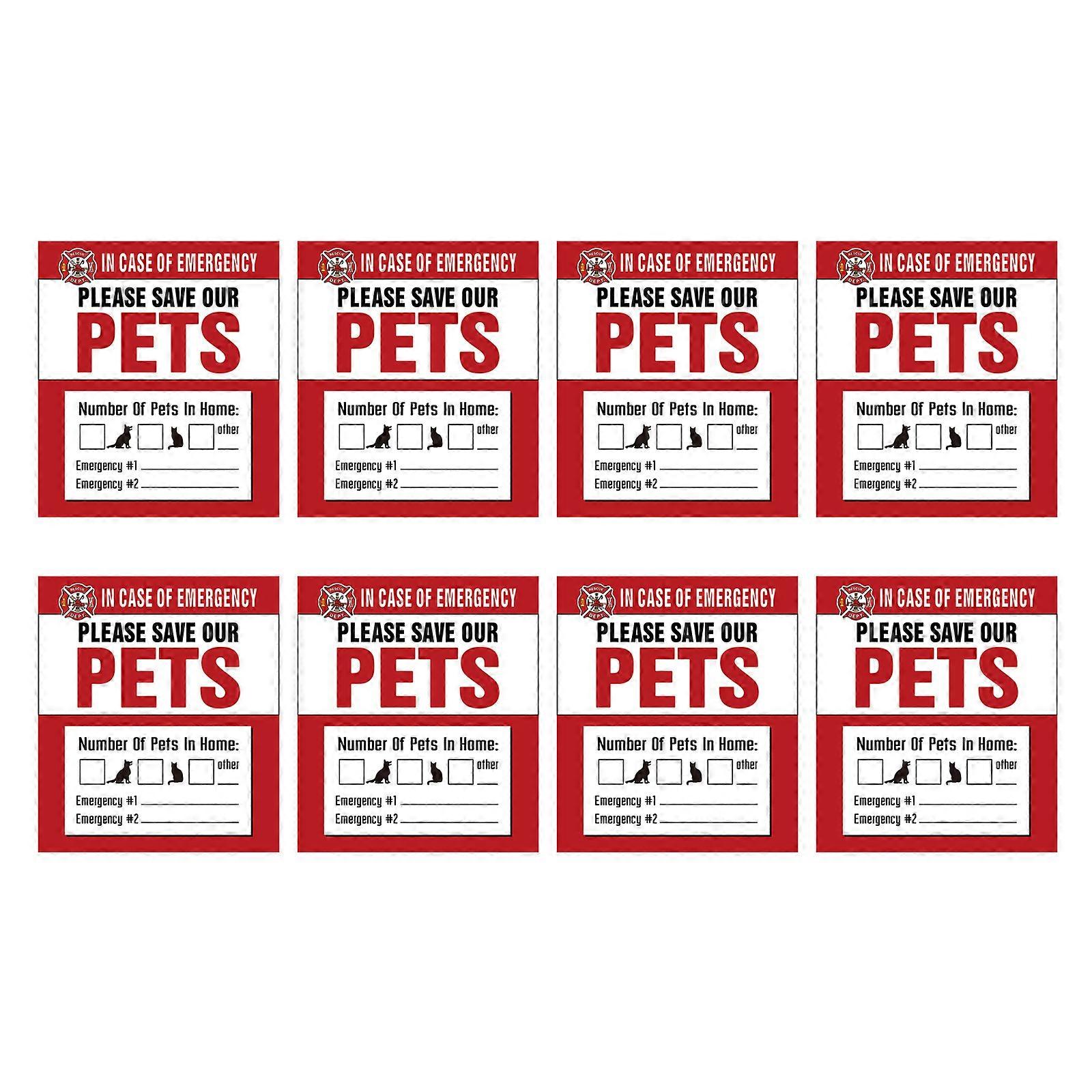8PCS Pet Inside Stickers Fire Safety Alert and Alerting Pet Inside Sticker Removable Alarm Emergency Decals for Window 7 models