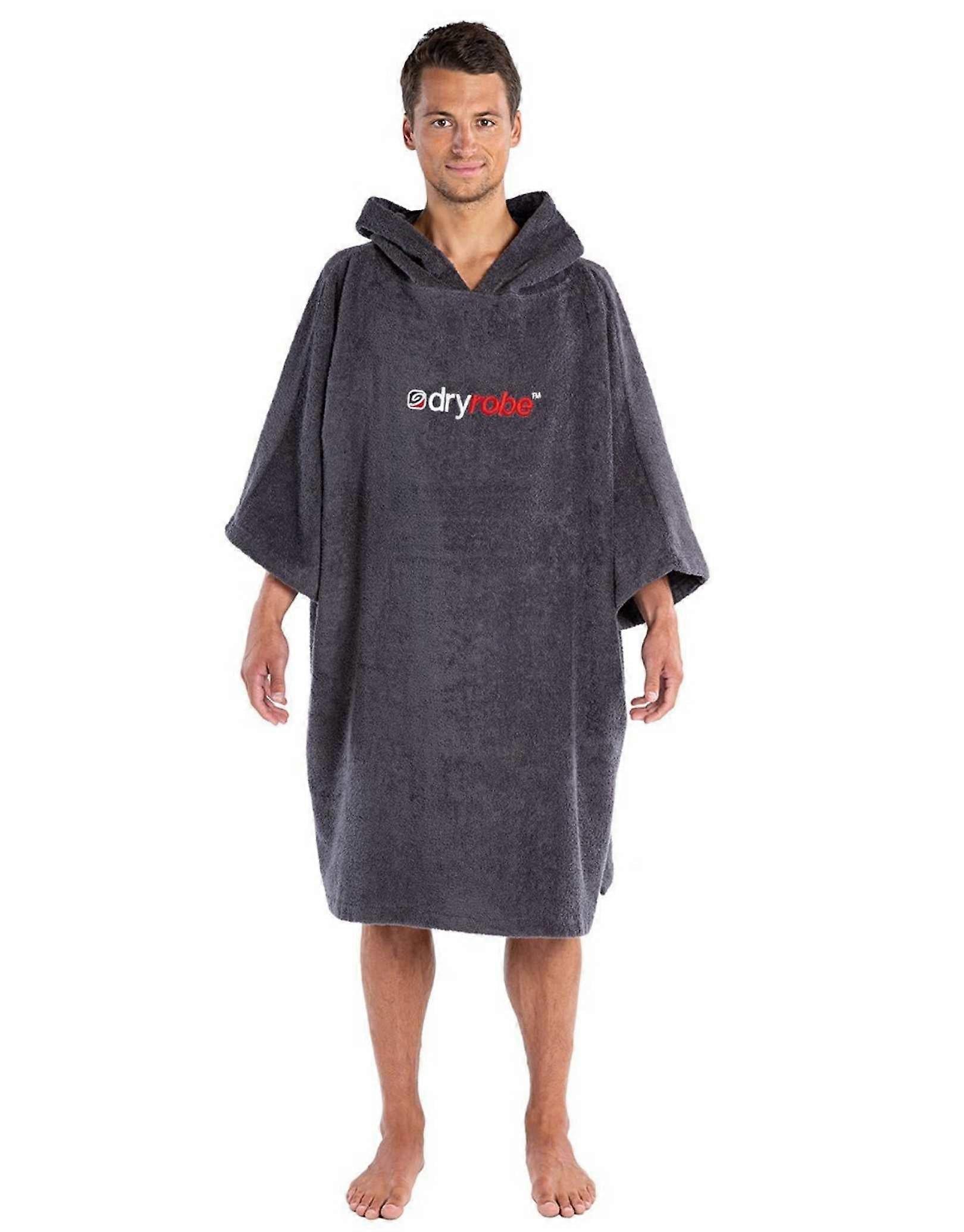 Dryrobe Organic Cotton Short Sleeve Adult Towel Poncho - State Grey