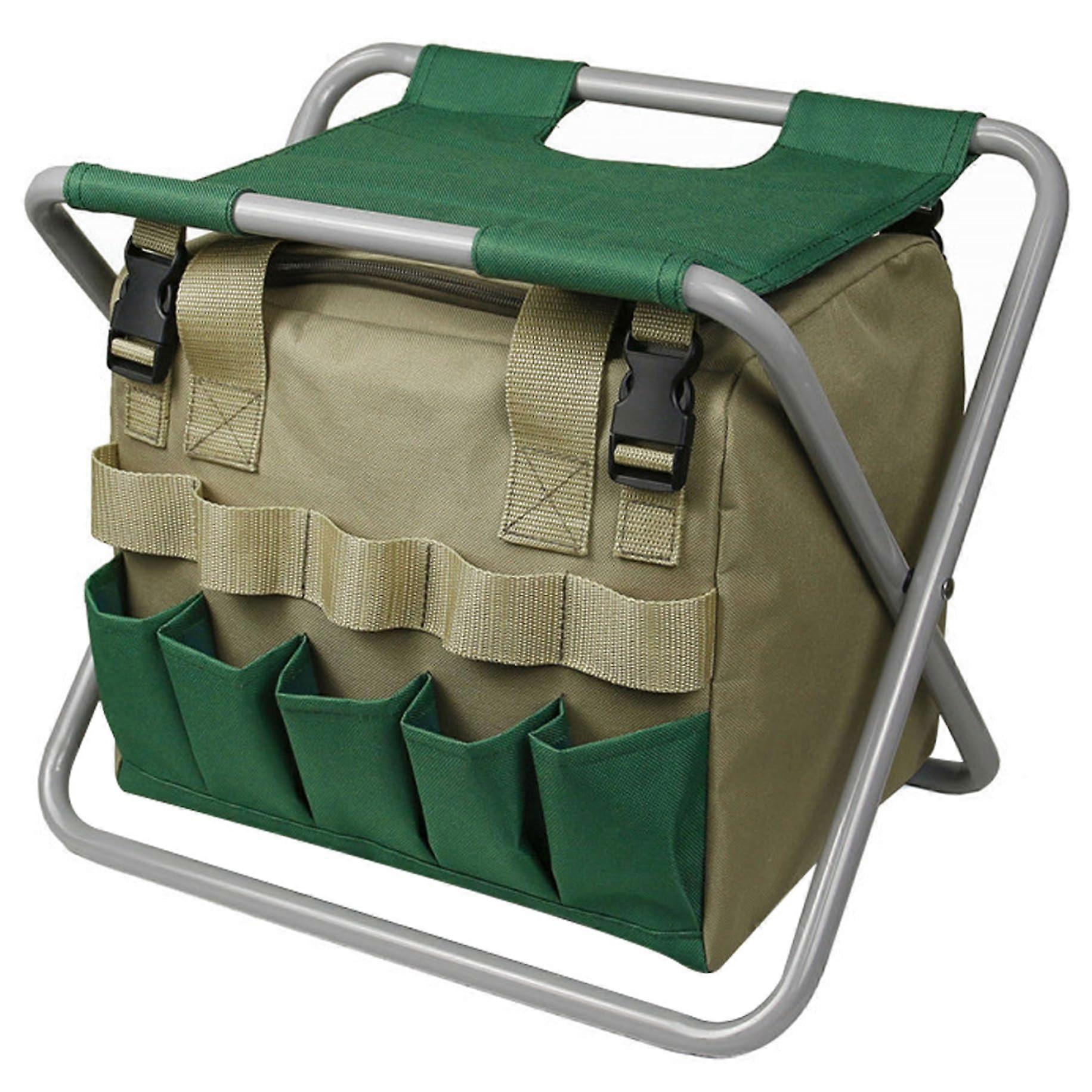 Garden Stool Folding Garden Seat With Removable Storage Bag Multi-Button Garden Bench Portable Zipper Gardening Tool Seat For Adults