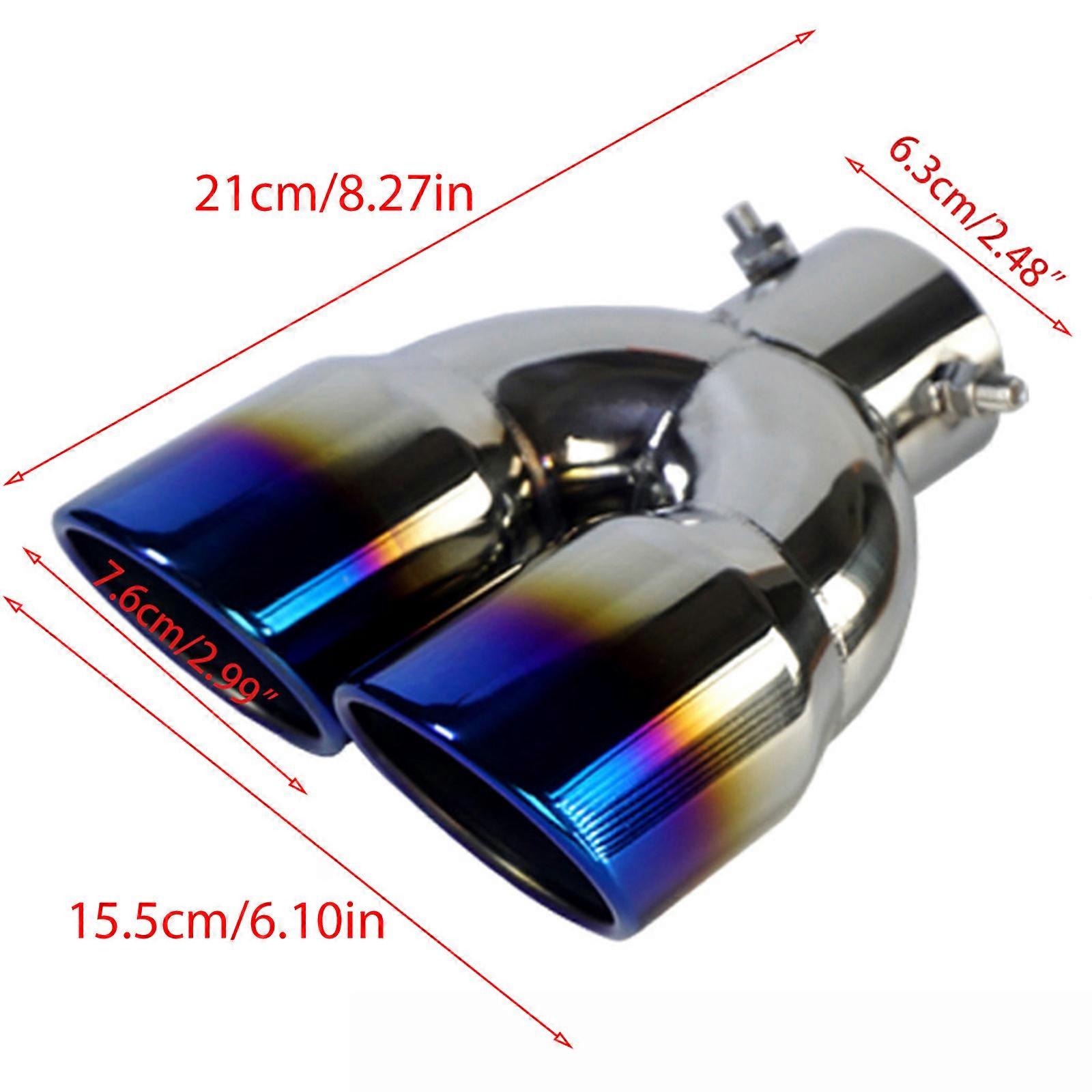 Exhaust Pipe Muffler Tail Liner Pipe Outlet Nozzle End Universal Stainless Steel Square End One Change Two Double Outlet  Roast blue