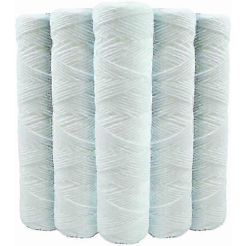 Set Of 5 Coiled Water Filter Cartridges Anti Sediment 9 Inches 3/4 - 20 Microns Compatible With 10 Inch Filters