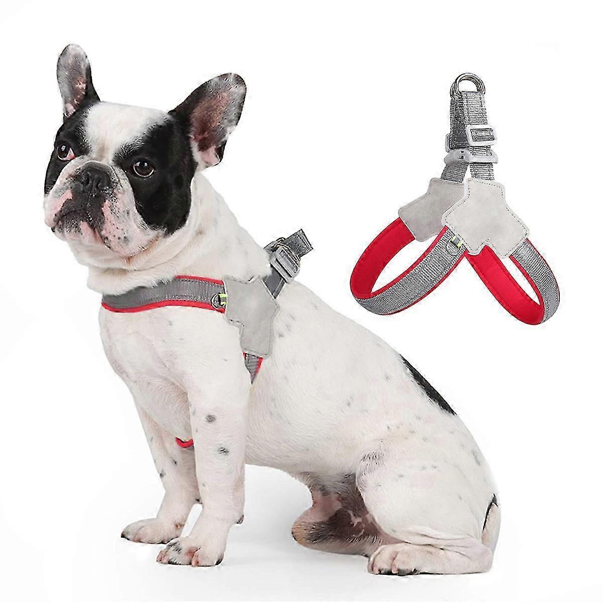 Reflective Mesh Padded Puppy Harness, Adjustable No Pull Pet Harness (Red)