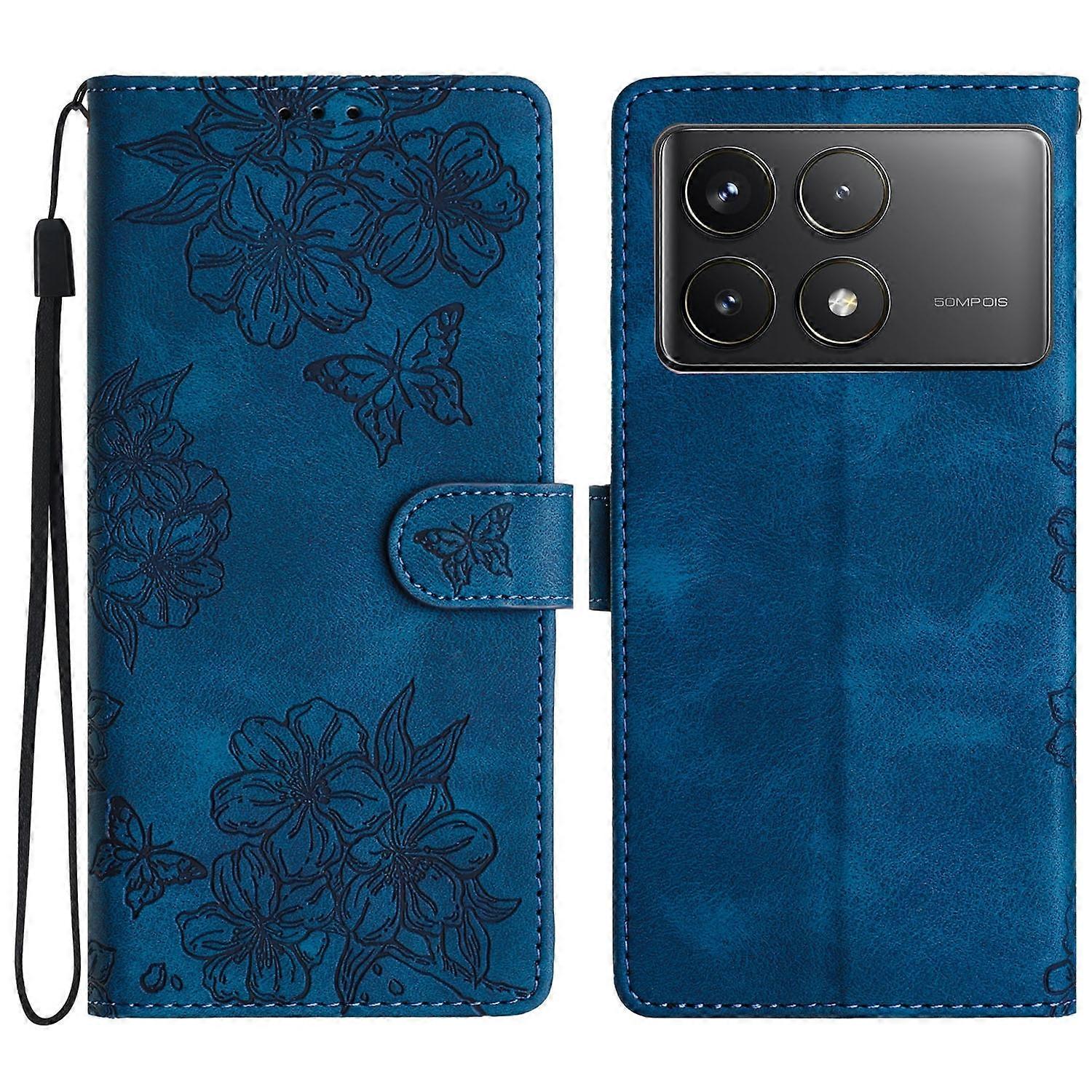 Flower Butterfly Embossing Pattern Leather Phone Case