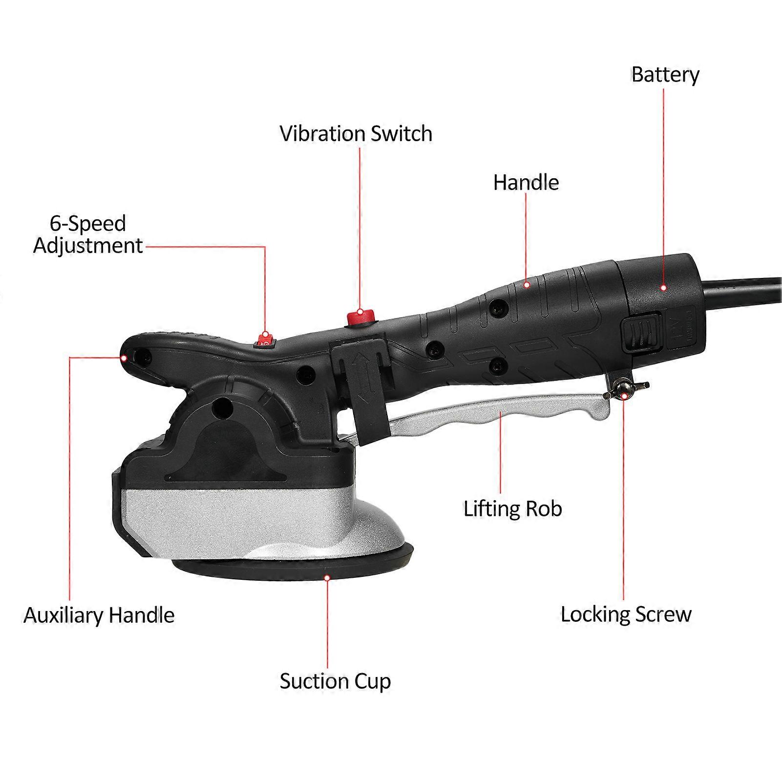 Handheld Tile Vibration Leveling Machine 12V Battery 16000r/min Tiler Vibrator Tool with 6 Adjustable Speed Suction Cup Lock Design for Floor Tile Wa