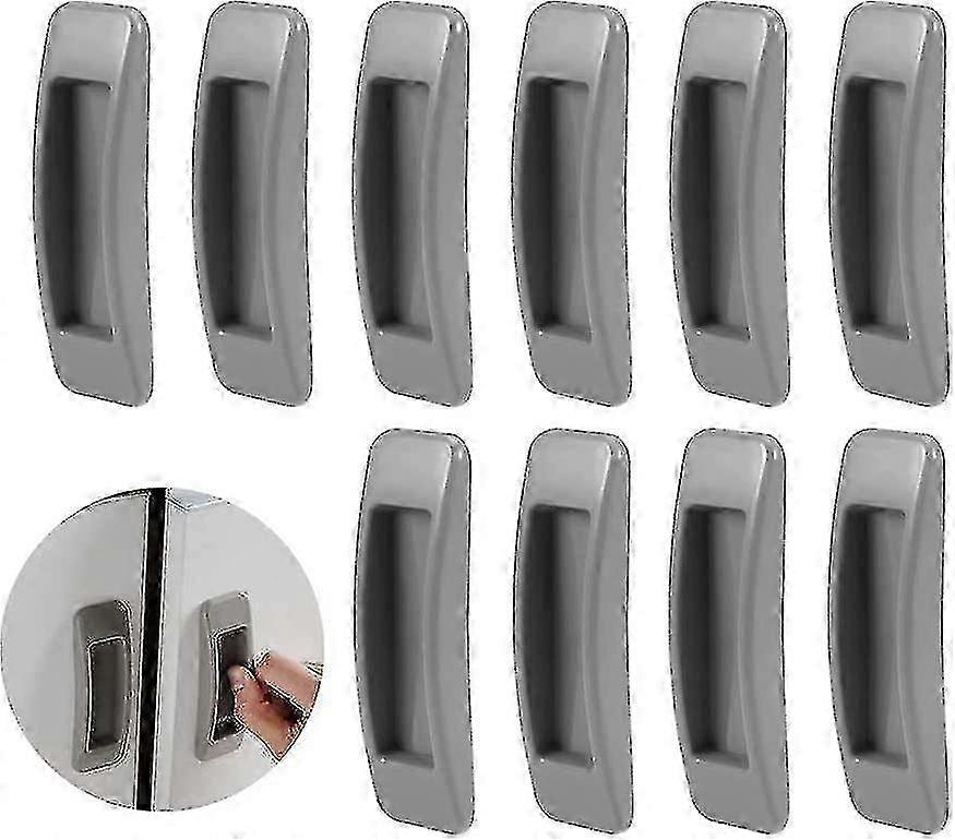10 Pack Grey ABS Plastic Drawer Pulls - Self-Adhesive for Doors & Cabinets
