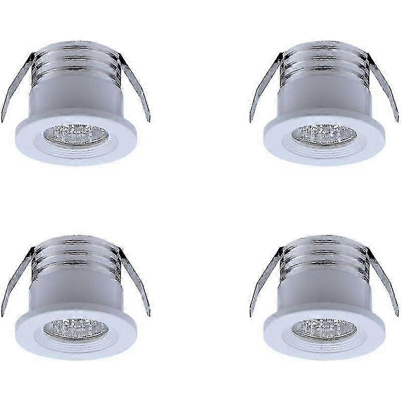 Set van 4 mini inbouw LED spots, 3 W, warm wit Wit