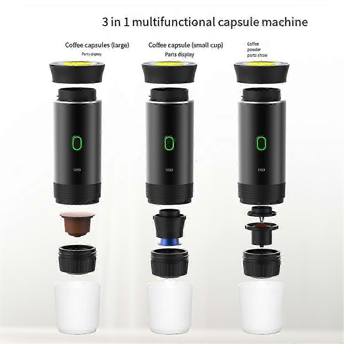 2025 Wireless Electric Portable Coffee Machine for Car & Home Camping Coffee Maker 3in1 Capsule Powder Tr
