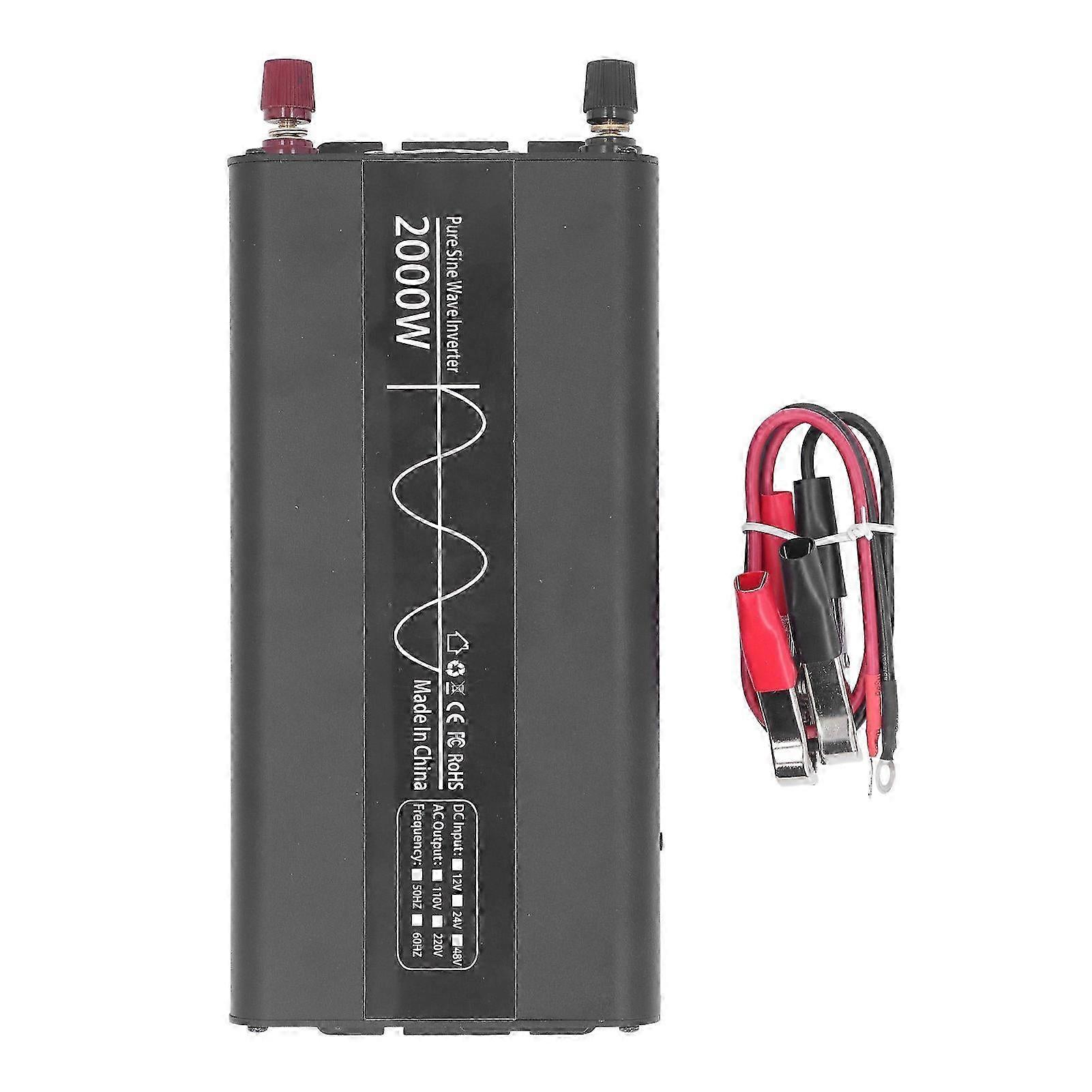 Power Inverter 2000w Dc12v To Ac220v Sine Wave Power Converter With Universal Socket For Car Rv Home Solar System