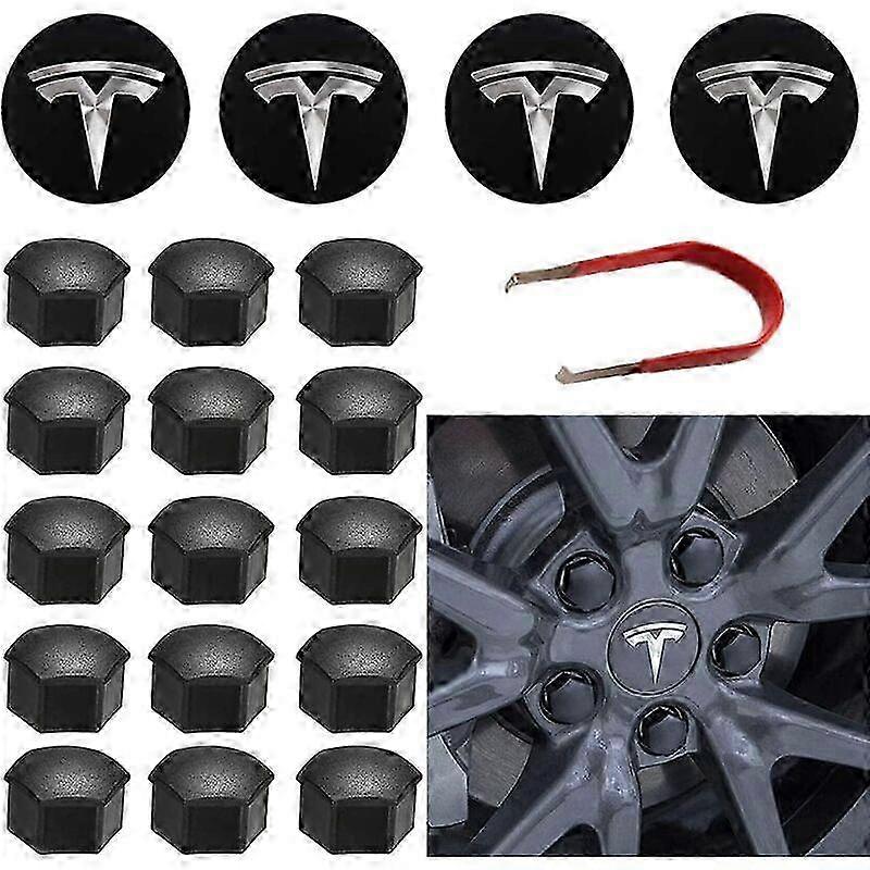 for Tesla Wheel Cap Kit Center Hub Cap Set Wheel Nut Cover Center Modification Hub Cover for Model Y Mode 3 Mode S Mode X 2025