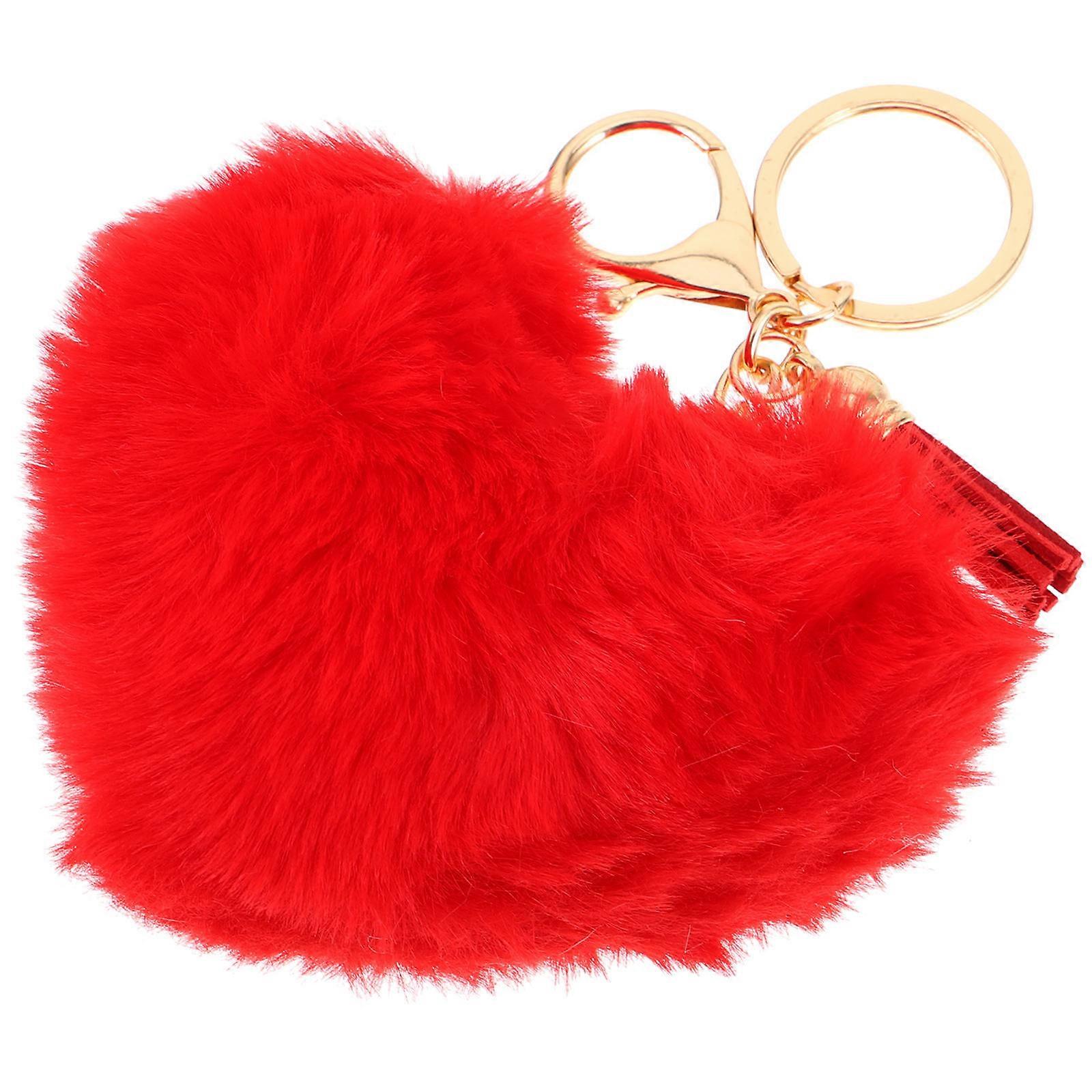 Key Chain Cute Heart Shape Plush Key Ring Key Organizer For Families Everyday Use Plush 1Pcs