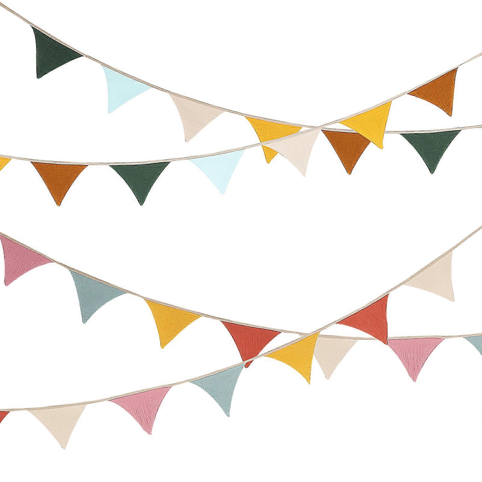 2pcs Double Sided Triangle Banner Flags Vibrant Outdoor Bunting Garland for Birthday Parties Camping Tent Decorations Reusable Easy to Hang
