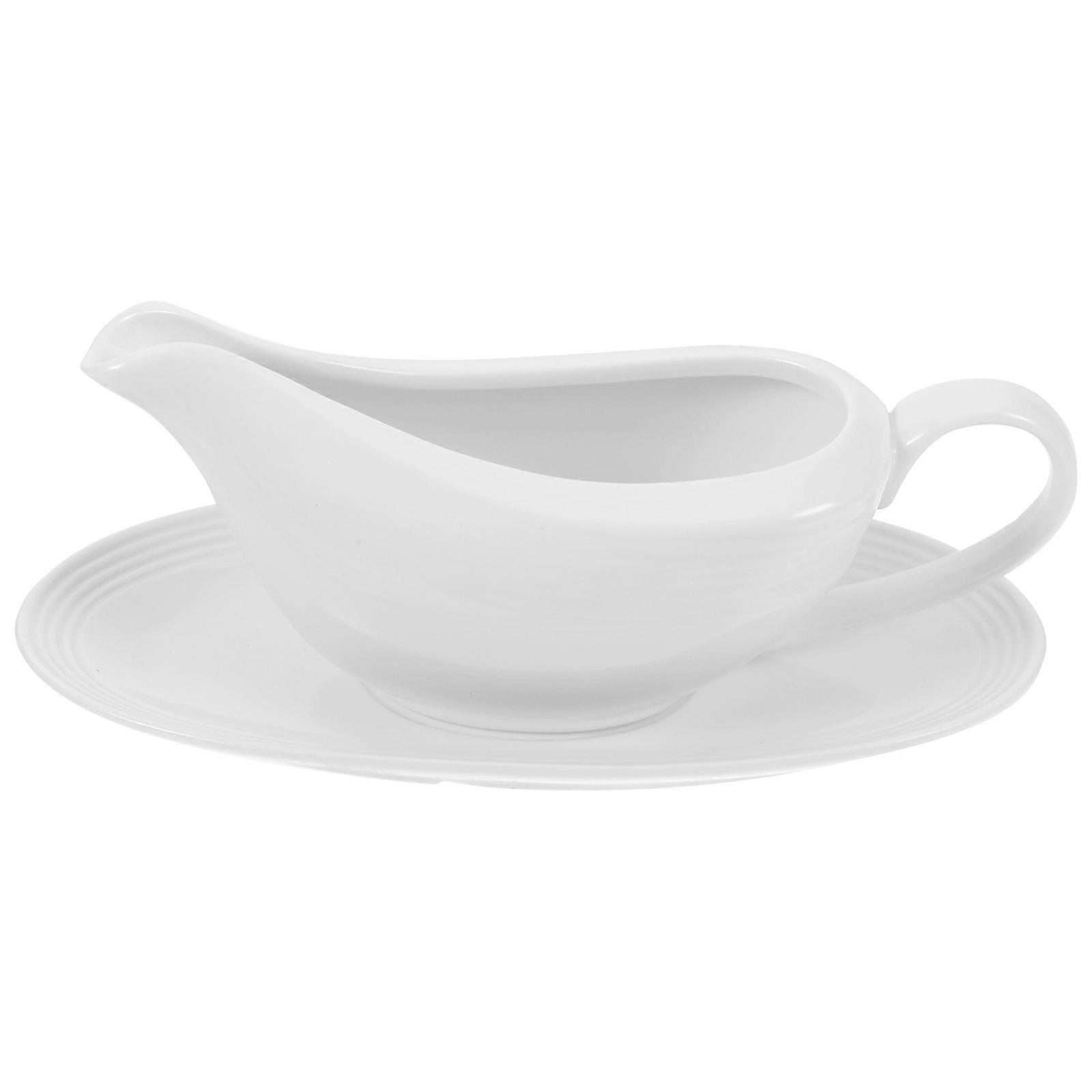 Sauce Boat And Saucer Ceramic Gravy Boat For Home Users 17.50X7.00X5.00cm Preventing Spills 1 Pair