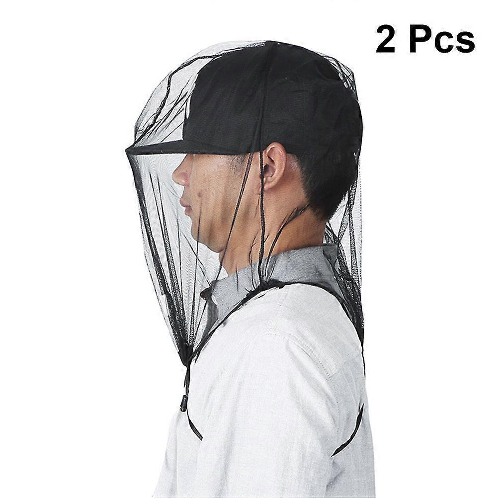 2pcs Black Head Protecting Net Face Mesh Cap for Outdoor Activities Hiking Camping Climbing Walking Insect Dust Protection for Men Women Teens