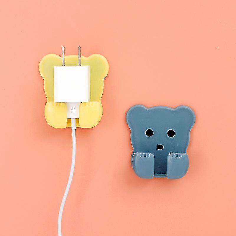 Cute Bear Punch-free Wall Sticker Hook Paste Plug Socket Holder Socket Fixing Multifunctional