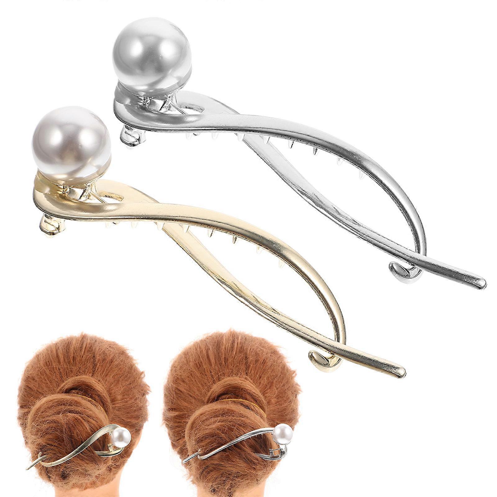 Hair Barrettes Decorative Hair Pins Hold Bangs in Place Silver 4.3X1.2X1.3in 4Pcs
