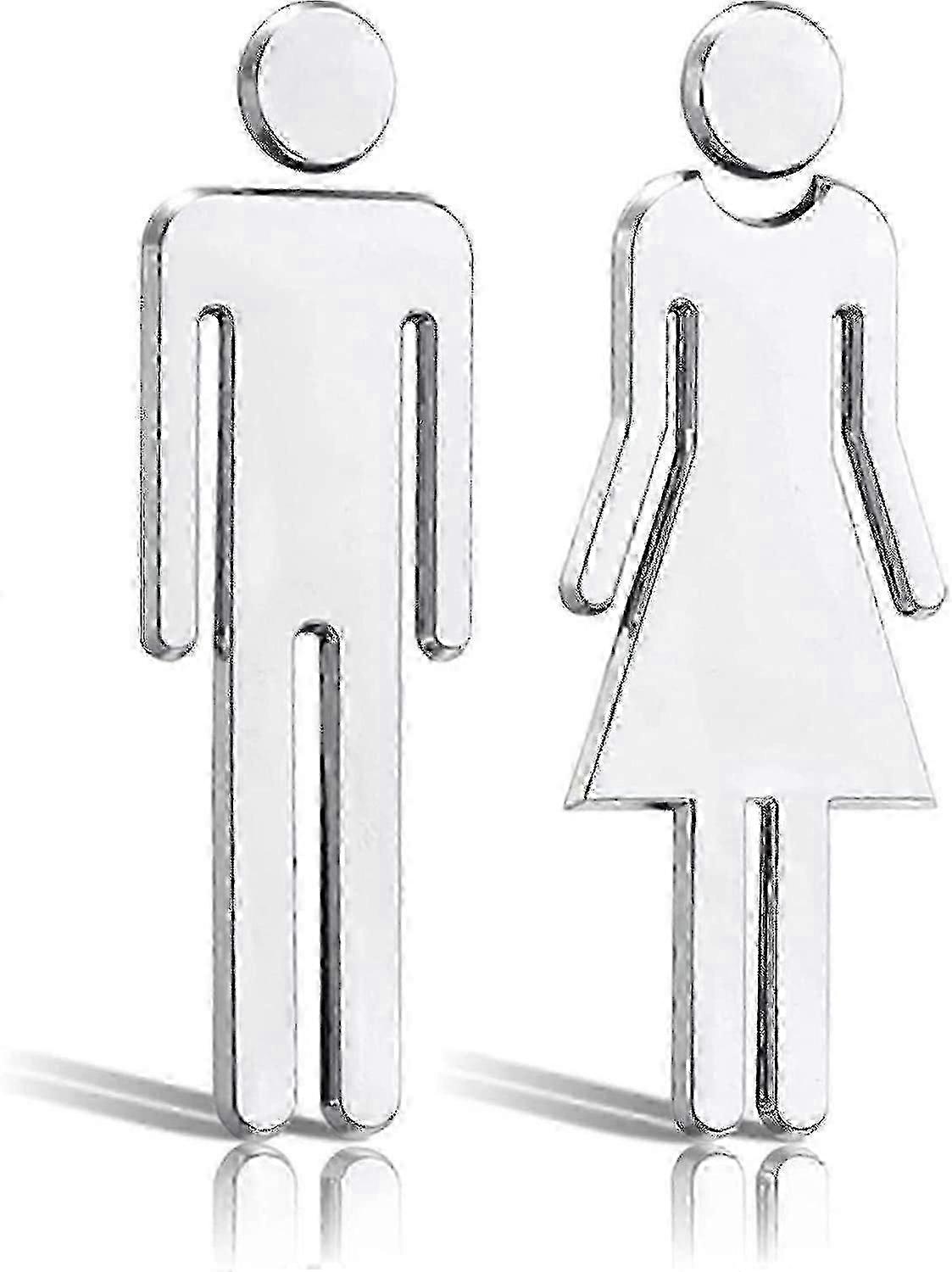 WC-kyltit miesten ja naisten symboleista, 12 cm wc-kyltit ovilevy hopea naiset miesten liima - CHUN