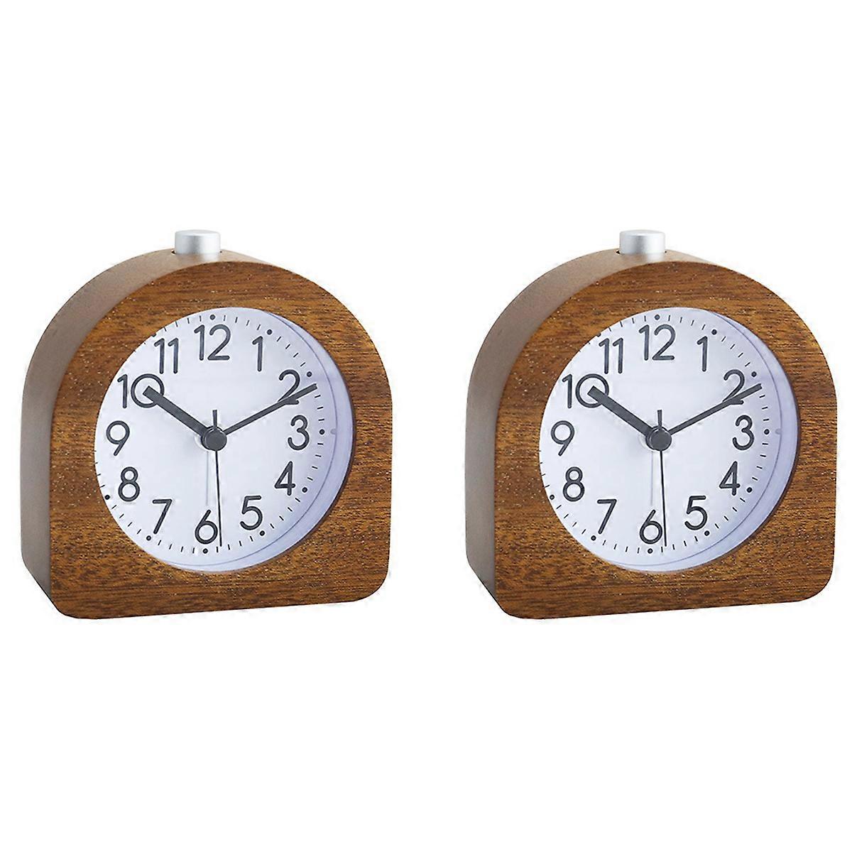 Alarm Clock Without Ticking Retro Wooden Alarm Clock with Dial Alarm Light Quiet Table Clock with Sn