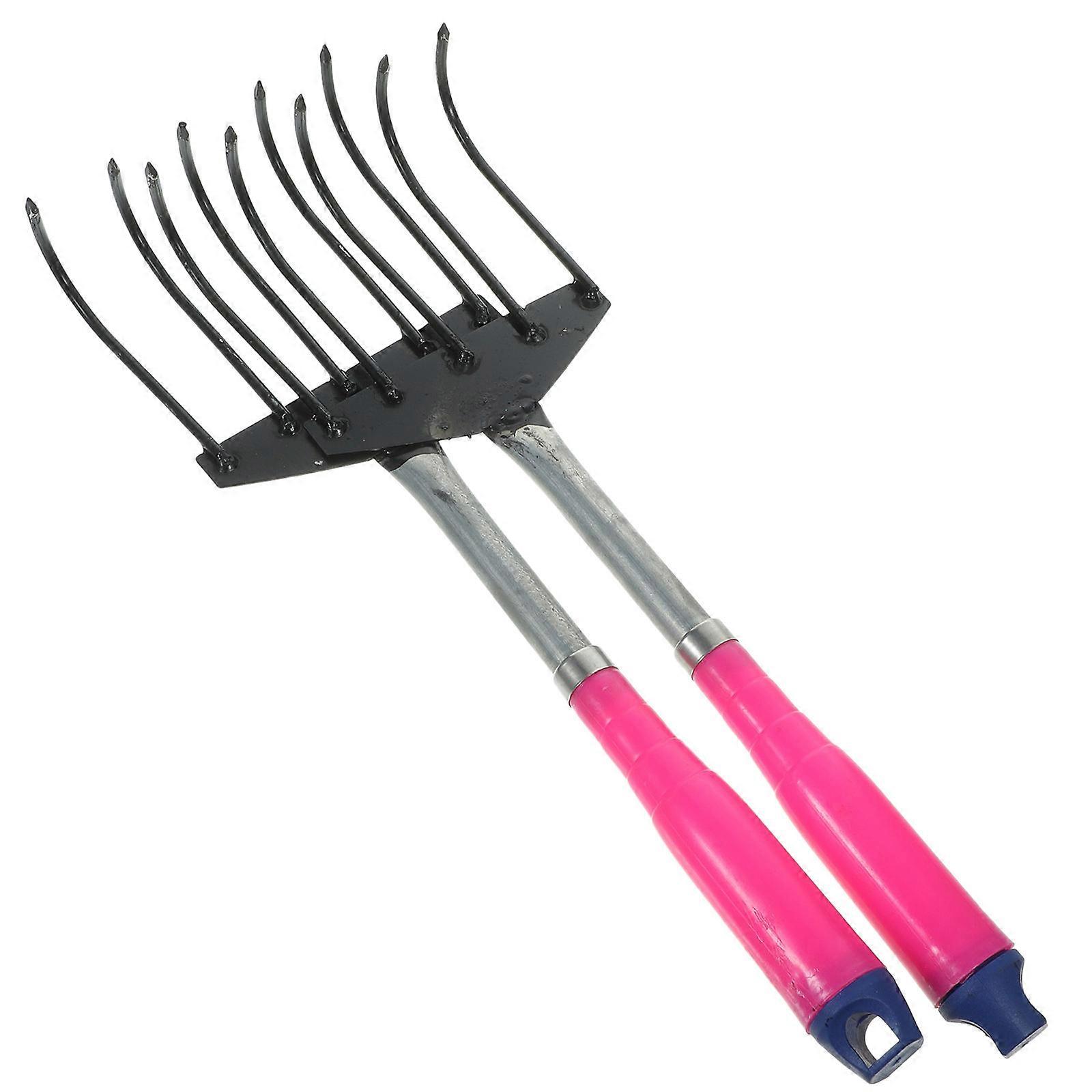 2Pcs Useful Garden Rake Seaside Digging Rake Plowing Weed Rake Random Color