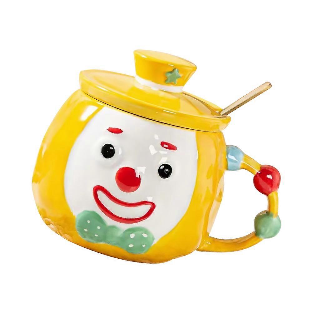 Ceramic Clown Coffee Mug Use Anti-Scalding Handle Home Office 1Set