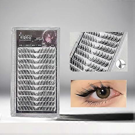 Fox-eye false eyelashes Individual lashes, Reusable extensions Black synthetic C-curl