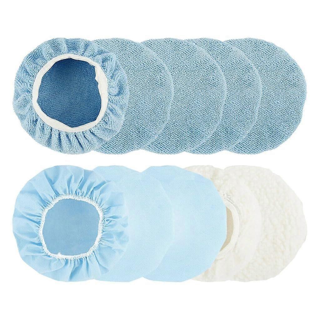 Car Orbital Buffer Polisher Pad Bonnet Microfibre 10pcs Set Compatible with Polishing Machines and Buffers