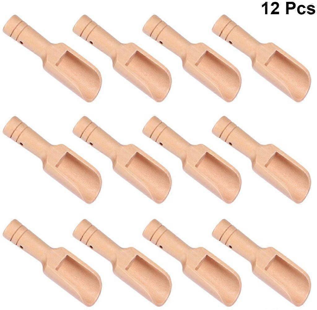 12 Small Wooden Seasoning Spoons Solid Wood