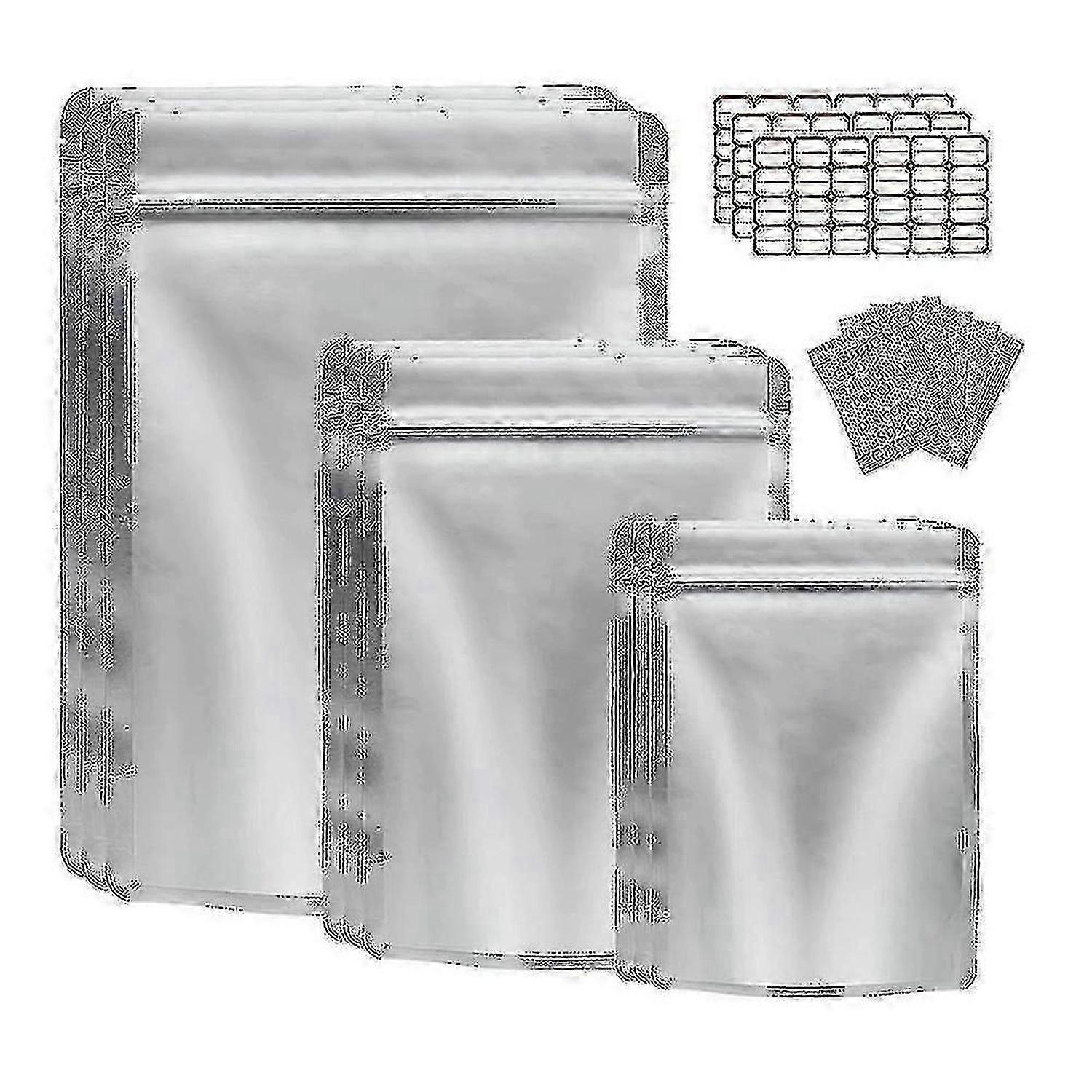 50 Pack Mylar Bag For Food Storage With Oxygen Absorber Resealable Grains Nuts