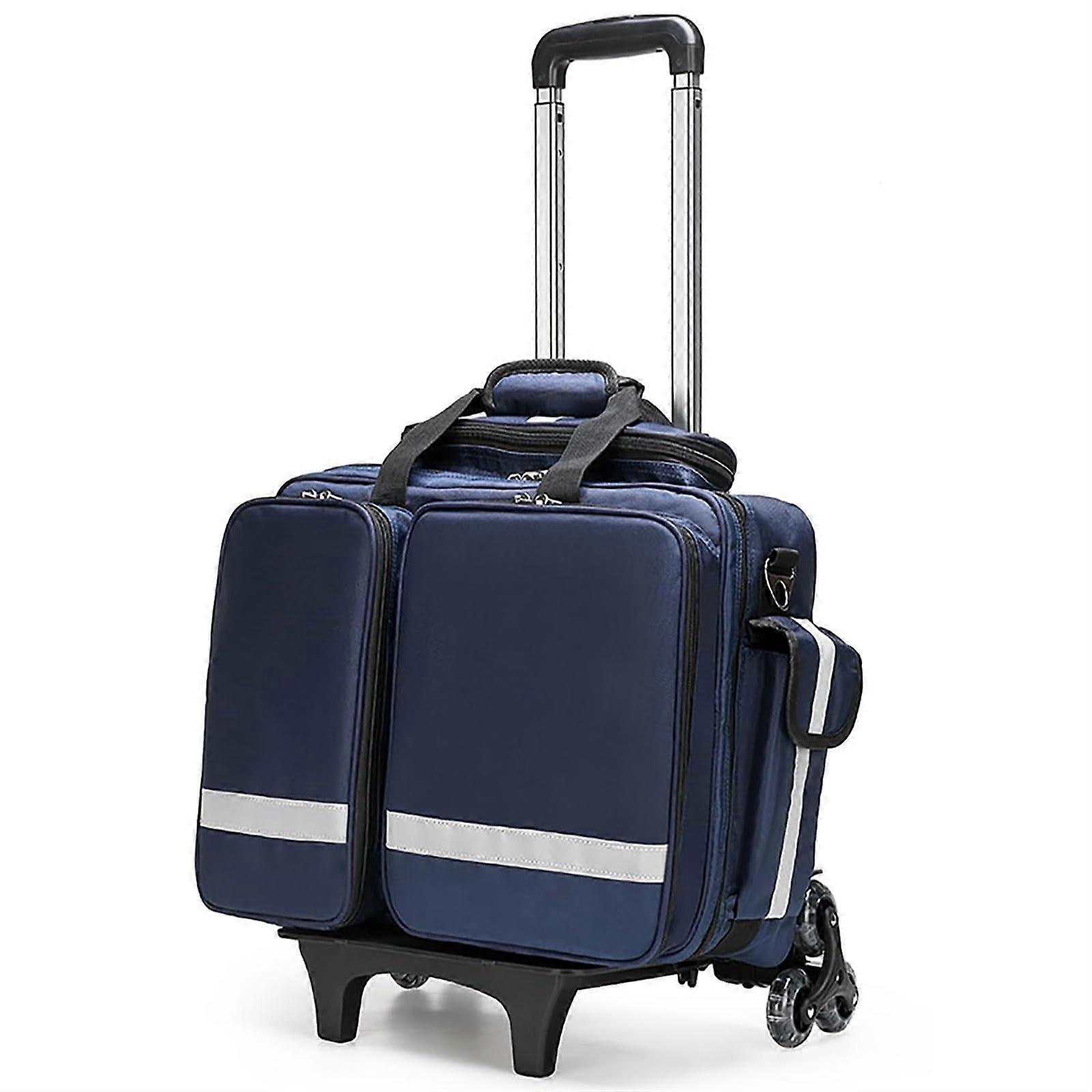 First Responder Bag EMT EMS Paramedic Medical Trolley With Wheels Large Capacity Waterproof Durable Trauma Bag Blue